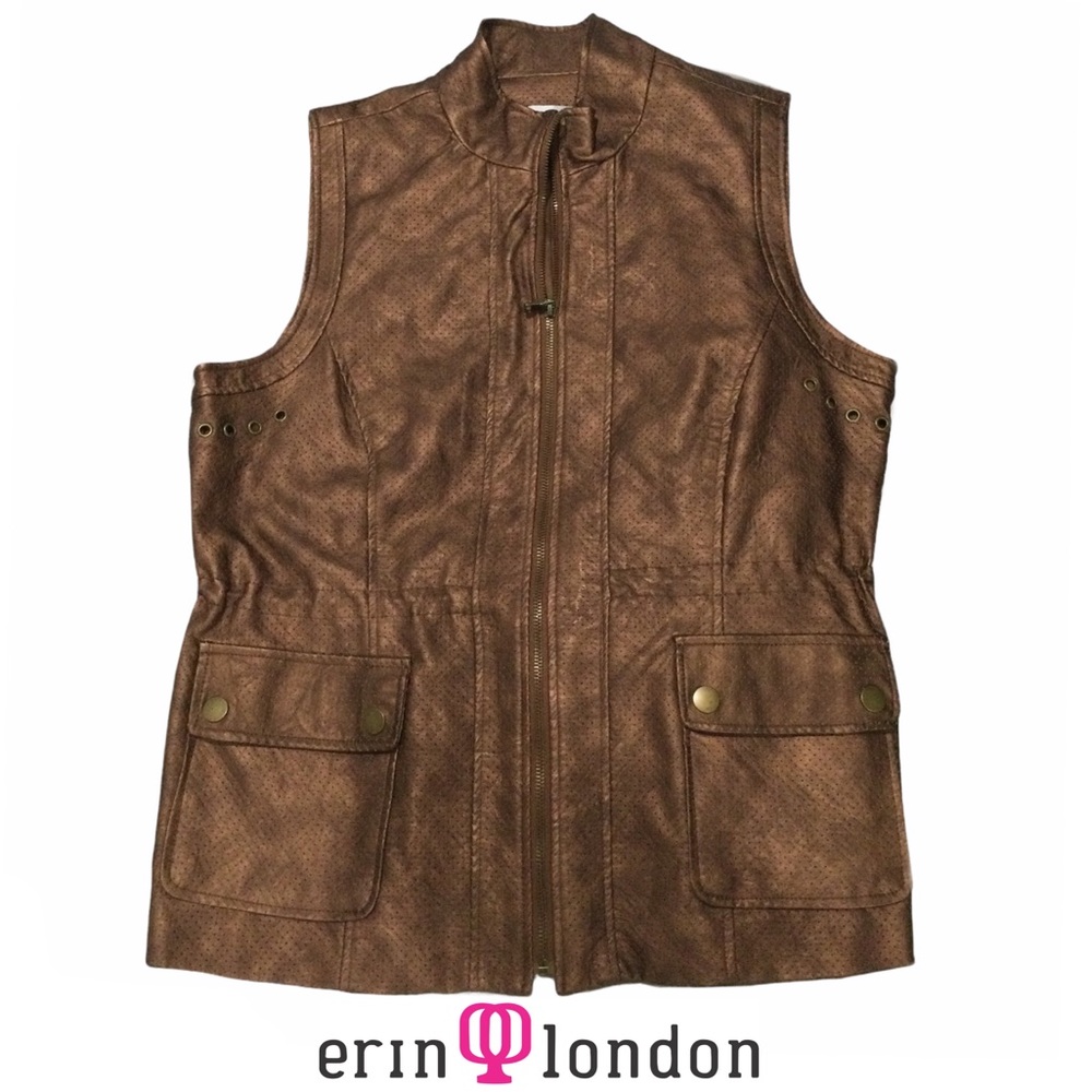 Erin London Soft Vegan Leather Vest, Copper Metallic, Size M! Impeccable! NWOT